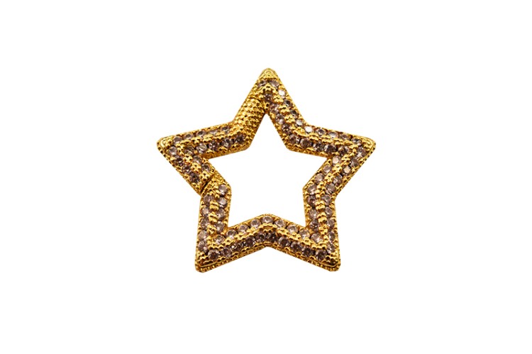 Замок-карабин Звезда 23х23х3мм, цвет золото, латунь/цирконий, 08-067, 1шт Замок-карабин Звезда 23х23х3мм, цвет золото, латунь/цирконий, 08-067, 1шт