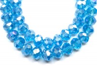 Бусина стеклянная Рондель 8х6мм, цвет голубой, гальваническое покрытие, 508-009, 10шт