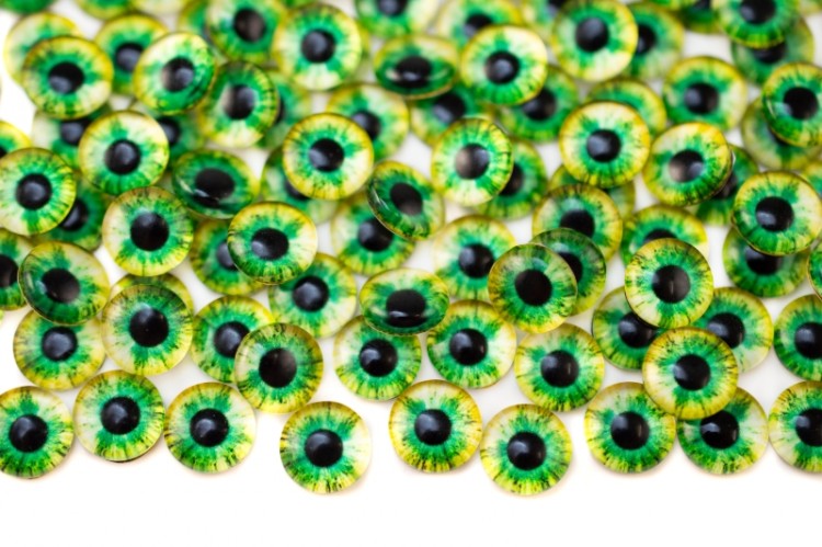 Кабошон стеклянный круглый с принтом Глаз 10х3,5мм, оттенок зеленый, 2030-049, 10шт Кабошон стеклянный круглый с принтом Глаз 10х3,5мм, оттенок зеленый, 2030-049, 10шт