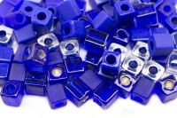Бисер японский Miyuki Cube кубический 4мм #MIX34 кобальт, микс Cobalt Medley, 10 грамм