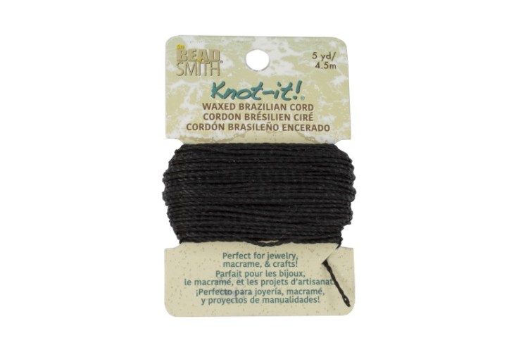 Шнур вощеный Beadsmith, толщина 1мм, длина 13,5м, цвет черный, полиэфир, 53-028, 1шт Шнур вощеный Beadsmith, толщина 1мм, длина 13,5м, цвет черный, полиэфир, 53-028, 1шт