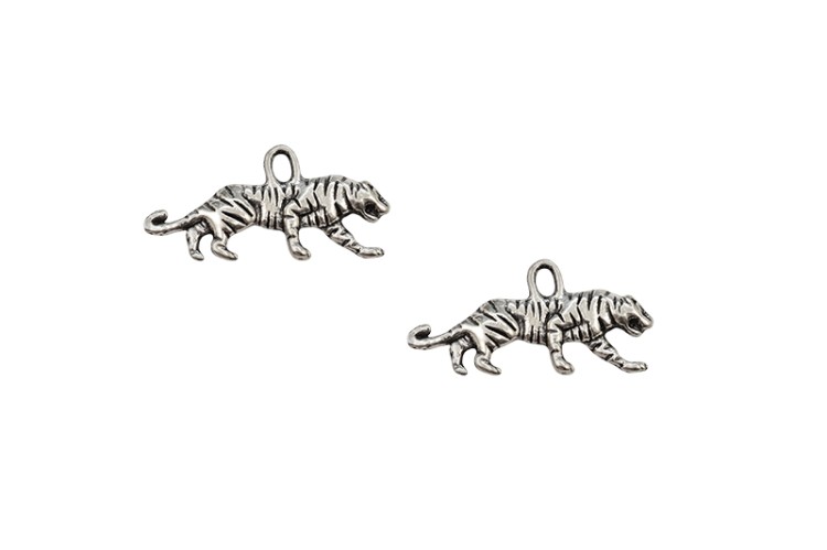 Подвеска Тигр 11х22х2мм, отверстие 1,5мм, цвет античное серебро, сплав металлов, 22-047, 2шт Подвеска Тигр 11х22х2мм, отверстие 1,5мм, цвет античное серебро, сплав металлов, 22-047, 2шт