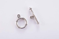 ОПТ Замок тогл Круглый 15х12х2мм/18х6х3мм, отверстие 2мм, цвет античное серебро, сплав металлов, 12-052-опт, 20 комплектов