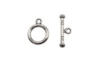 ОПТ Замок тогл Круглый 15х12х2мм/18х6х3мм, отверстие 2мм, цвет античное серебро, сплав металлов, 12-052-опт, 20 комплектов