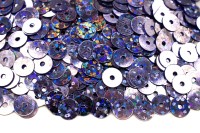 Пайетки круглые 6мм плоские, цвет 50126 сиреневый/голографик, пластик, 1022-161, 10 грамм