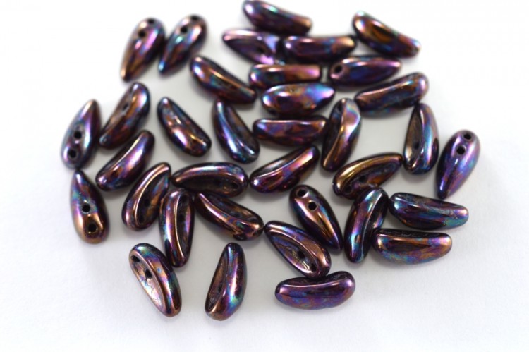 Бусины Chilli beads 4х11мм, два отверстия 0,9мм, цвет 23980/15781 черный/радужная бронза, 702-009, около 10г (около 35шт) Бусины Chilli beads 4х11мм, два отверстия 0,9мм, цвет 23980/15781 черный/радужная бронза, 702-009, около 10г (около 35шт)