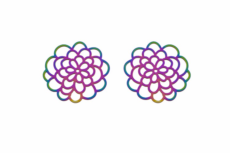 Коннектор-соединитель Круглый филигрань 31х30х0,4мм, отверстие 1,5мм, цвет разноцветный перелив, хирургическая сталь, 14-005, 2шт Коннектор-соединитель Круглый филигрань 31х30х0,4мм, отверстие 1,5мм, цвет разноцветный перелив, хирургическая сталь, 14-005, 2шт