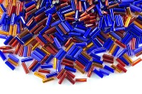Бисер чешский PRECIOSA стеклярус Микс №2 7мм ассорти цветов, серебряная линия внутри, 50г