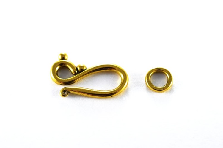 Замок-крючок 20х12х2мм, колечко 7мм, отверстие 4 и 5мм, цвет античное золото, сплав металлов, 09-026, 3 комплекта Замок-крючок 20х12х2мм, колечко 7мм, отверстие 4 и 5мм, цвет античное золото, сплав металлов, 09-026, 3 комплекта