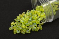 Бисер японский MIYUKI Long Magatama #0143FR салатовый, матовый радужный прозрачный, 10 грамм