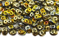 Бусины SuperDuo 2,5х5мм, отверстие 0,8мм, цвет 00030/98551 Crystal/California Sun, 706-198, 10г (около 120шт)