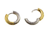 Серьги кольца Конго 18х20х4мм, латунь, родий/позолота, 21-390, 1 пара
