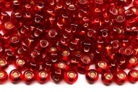 Бисер чешский PRECIOSA круглый 6/0 97070 красный, серебряная линия внутри, 50г