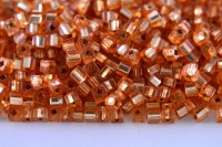 Бисер чешский PRECIOSA кубический 3,4х3,4мм 78185 оранжевый, серебряная линия внутри, 50г