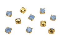 Шатоны Preciosa Maxima 3,2мм в оправе, цвет light sapphire opal DF/gold, 63-263, 10шт