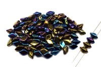 Бусины GemDuo 8х5мм, отверстие 0,8мм, цвет 23980/21405 ирис, 709-201, 10г (около 64шт)