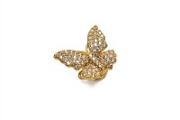 Замок магнитный Бабочка 14-17х16х8мм, отверстие 1мм, цвет золото, латунь/цирконий, 10-044, 1шт