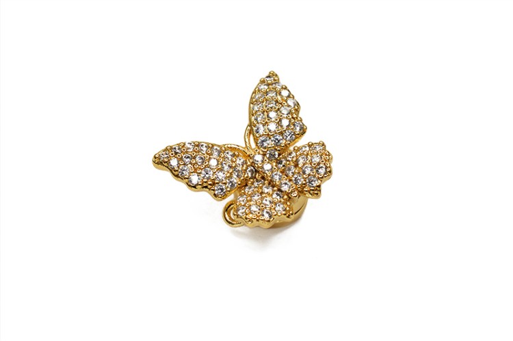 Замок магнитный Бабочка 14-17х16х8мм, отверстие 1мм, цвет золото, латунь/цирконий, 10-044, 1шт Замок магнитный Бабочка 14-17х16х8мм, отверстие 1мм, цвет золото, латунь/цирконий, 10-044, 1шт
