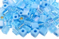 Бисер японский Miyuki Cube кубический 4мм #MIX32 оттенок голубого, микс Aqua Medley, 10 грамм