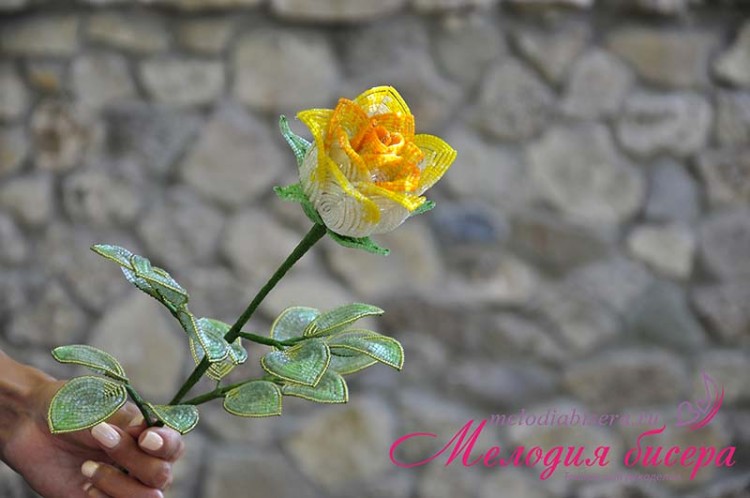Бокаловидная роза из бисера, набор для рукоделия, 60-031, 1шт Бокаловидная роза из бисера, набор для рукоделия, 60-031, 1шт