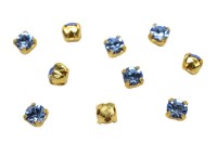 Шатоны Preciosa Maxima 3,2мм в оправе, цвет light sapphire DF/gold, 63-273, 10шт