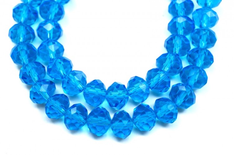 Бусина стеклянная Рондель 8х6мм, цвет голубой, прозрачная, 508-004, 10шт Бусина стеклянная Рондель 8х6мм, цвет голубой, прозрачная, 508-004, 10шт