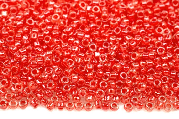 Бисер японский TOHO круглый 15/0 #0341 хрусталь/томат, окрашенный изнутри, 10 грамм Бисер японский TOHO круглый 15/0 #0341 хрусталь/томат, окрашенный изнутри, 10 грамм