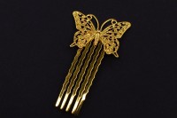 Основа для гребня Бабочка 5 зубцов 69х36мм, цвет золото, латунь, 19-075, 1шт