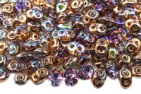 Бусины SuperDuo 2,5х5мм, отверстие 0,8мм, цвет 00030/98533 Crystal/Copper Rainbow, 706-196, 10г (около 120шт)