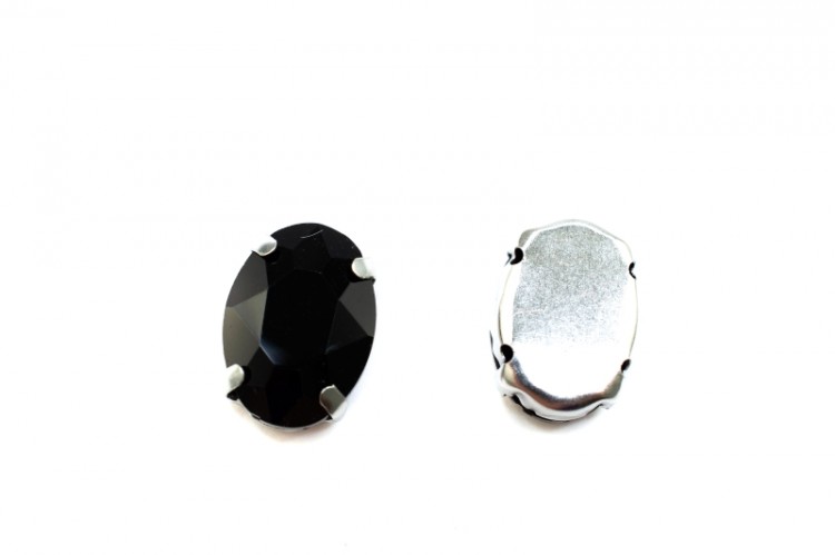 Кристалл Овал 14х10мм пришивной в оправе, цвет черный, стекло, 43-062, 2шт Кристалл Овал 14х10мм пришивной в оправе, цвет черный, стекло, 43-062, 2шт