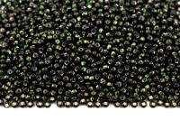 Бисер чешский PRECIOSA круглый 10/0 57290 болотный, серебряная линия внутри, круглое/квадратное отверстие, 20 грамм