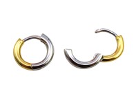 Серьги кольца Конго 12х14х2мм, латунь, родий/позолота, 21-507, 1 пара