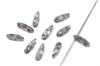 Бусины Dagger beads 11х3мм, отверстие 0,8мм, цвет 00030/2818X Crystal/Vitrail Dots, Etchet, 736-117, 10шт