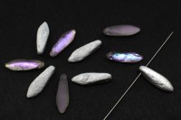 Бусины Dagger beads 16х5мм, отверстие 0,8мм, цвет 00030/26586 Crystal/Vitrail Light, Etched, 736-056, 10шт
