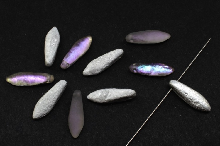 Бусины Dagger beads 16х5мм, отверстие 0,8мм, цвет 00030/26586 Crystal/Vitrail Light, Etched, 736-056, 10шт Бусины Dagger beads 16х5мм, отверстие 0,8мм, цвет 00030/26586 Crystal/Vitrail Light, Etched, 736-056, 10шт