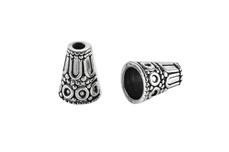 Концевик 15х12мм, внутренний диаметр 8,5мм, отверстие 3мм, цвет античное серебро, сплав металлов, 01-232, 2шт Концевик 15х12мм, внутренний диаметр 8,5мм, отверстие 3мм, цвет античное серебро, сплав металлов, 01-232, 2шт