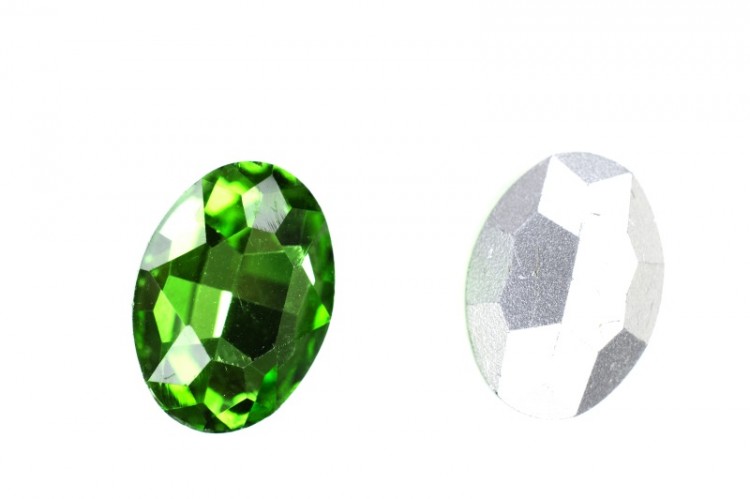 Кристалл Овал 18х13х5,5мм, цвет зеленый, стекло, 26-174, 2шт Кристалл Овал 18х13х5,5мм, цвет зеленый, стекло, 26-174, 2шт