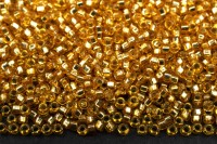 Бисер японский MIYUKI круглый 15/0 #0004 Square/квадратное отверстие, темное золото, матовый, серебряная линия внутри, 10 грамм
