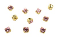 Шатоны Preciosa Maxima 3,2мм в оправе, цвет light rose DF/gold, 63-271, 10шт