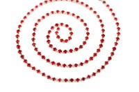 Стразовая цепь, звено 2,0х2,0мм, цвет красный/серебро, латунь, 47-014, 50см (около 160 страз)