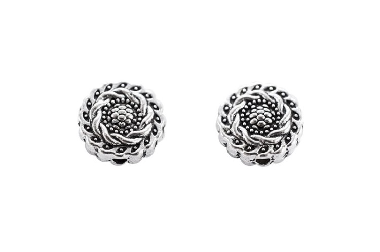 Бусина разделительная Цветочек 10х4мм, отверстие 1мм, цвет античное серебро, сплав металлов, 24-016, 5шт Бусина разделительная Цветочек 10х4мм, отверстие 1мм, цвет античное серебро, сплав металлов, 24-016, 5шт