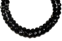 Бусина стеклянная граненая круглая 6мм, цвет черный, непрозрачная, 544-002, 10шт