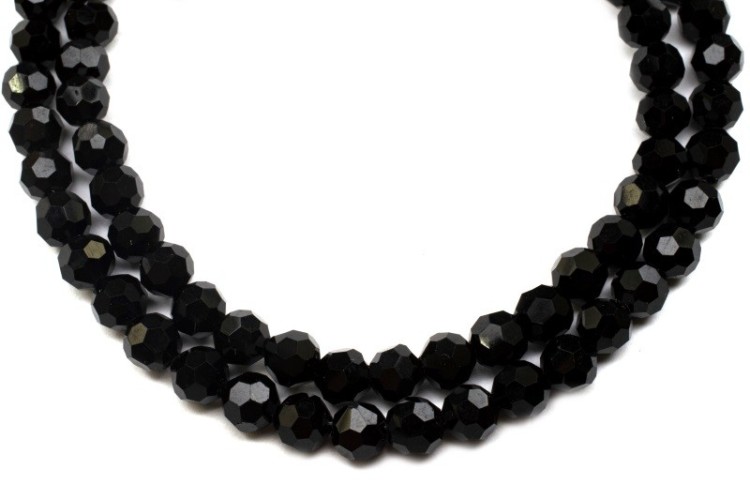 Бусина стеклянная граненая круглая 6мм, цвет черный, непрозрачная, 544-002, 10шт Бусина стеклянная граненая круглая 6мм, цвет черный, непрозрачная, 544-002, 10шт