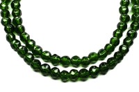 Бусина стеклянная граненая круглая 6мм, цвет зеленый, прозрачная, 544-002, 10шт