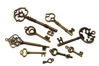 Подвеска Ключи МИКС 18-82х7-31х1,5-5 мм, отверстие 1-4мм, цвет античная бронза, сплав металлов, 22-239, 10г (около 1-5шт)