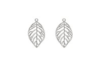 Подвеска Листик 48х26х2мм, отверстие 3мм, цвет античное серебро, сплав металлов, 22-107, 2шт