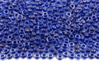 Бисер японский MIYUKI круглый 11/0 #1928 хрусталь/синий, полуматовый/окрашенный изнутри, 10 грамм