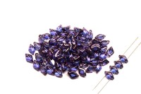 Бусины GemDuo 8х5мм, отверстие 0,8мм, цвет 00030/15726 фиолетовый прозрачный, золотое сияние, 709-101, 10г (около 64шт)