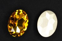 Кристалл Овал 25х18мм, цвет желтый, стекло, 26-185, 2шт