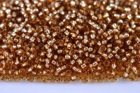Бисер чешский PRECIOSA круглый 10/0 78611 коричневый, серебряная линия внутри, 2 сорт, 50г